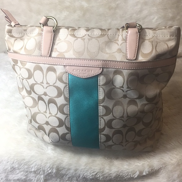 ⬇️Coach F28504 Signature Strip Tote Shoulder Bag - Picture 3 of 8